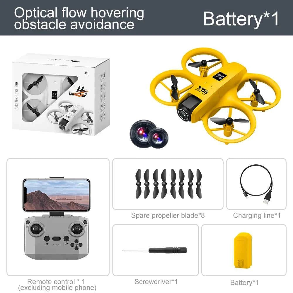 V66 Mini Drone 4K Profesional Dual Camera Headless Mode Obstacle Avoidance WiFi FPV Dron 360° Flip RC Quadcopter Toys for Kids The jack market .AU The jack market .AU Drones $ 85 14:10#Grayish White
