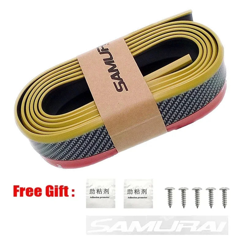 2.5M Car Front Bumper Lip Protector Carbon Fiber Rubber Splitter Chin Spoiler Side Skirt Rubber Anti Scratch Protector Body Kit