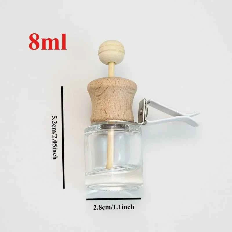 10pcs 10ml Empty Glass Essential Oil Diffuser Bottle with Lid for Car Air Freshener Vent Clip Portable Perfume Fragrance Bottle