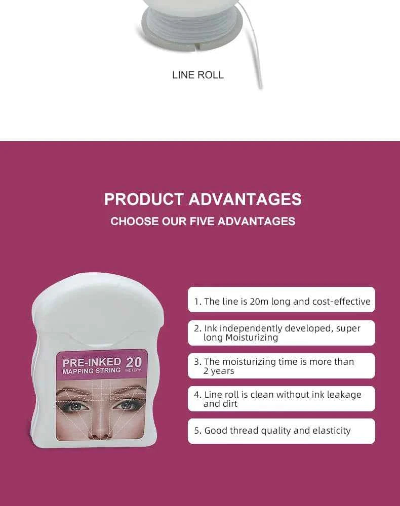 Microblading Mapping String - Liquid-Free Eyebrow Positioning Tool for Perfect Makeup Application