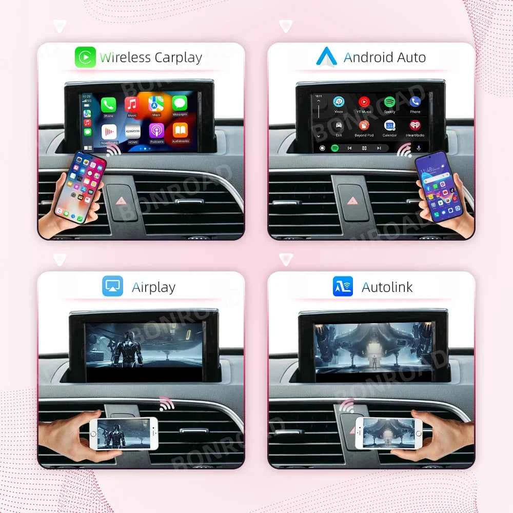 BONROAD Wireless CarPlay Android Auto Interface Adapter for Audi A1 Q3 2013-2018 RMC HNR with AirPlay Mirror Link