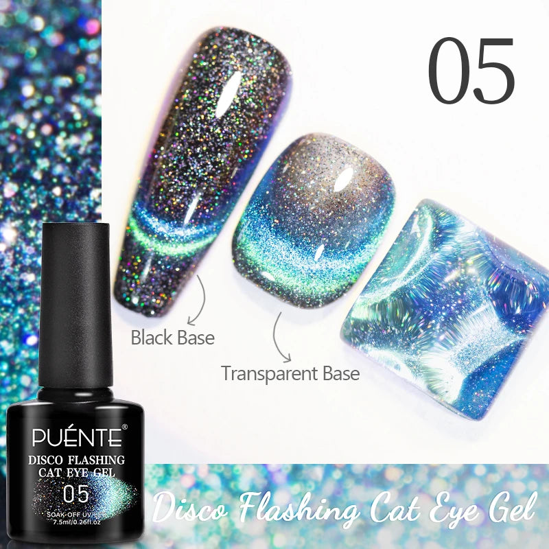 PUENTE Cat Eye Magnetic Gel Nail Polish - Vibrant Starry Galaxy Effect, Soak Off UV, 7.5ML