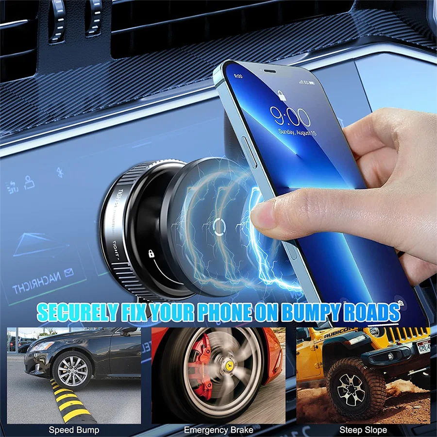 2026 Upgraded Vacuum Magnetic Car Phone Holder 360° Reinforced 96LBS Ultra Suction Cup Phone Mount for MagSafe Cell Phone