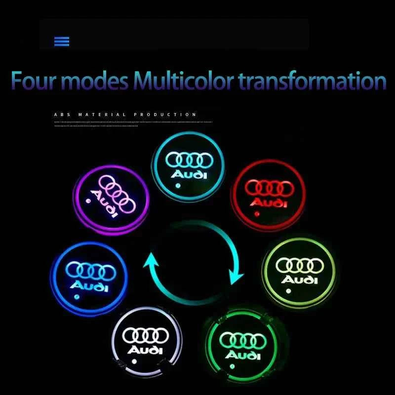 LED Light Car Water Cup Coaster Drinks Holder Mat for Audi A6L A3 A4 A5 A6 A7 A8 Q4 Q5 Q6 Q7 Q8 TT S3 S5 S7 S8 RS7 RS6 Sline b9