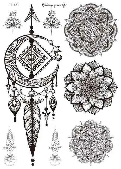 Henna Luxe Temporary Waterproof Tattoos - Sexy Body Art for 6 Months, Perfect for Festivals and Bold Self-Expression