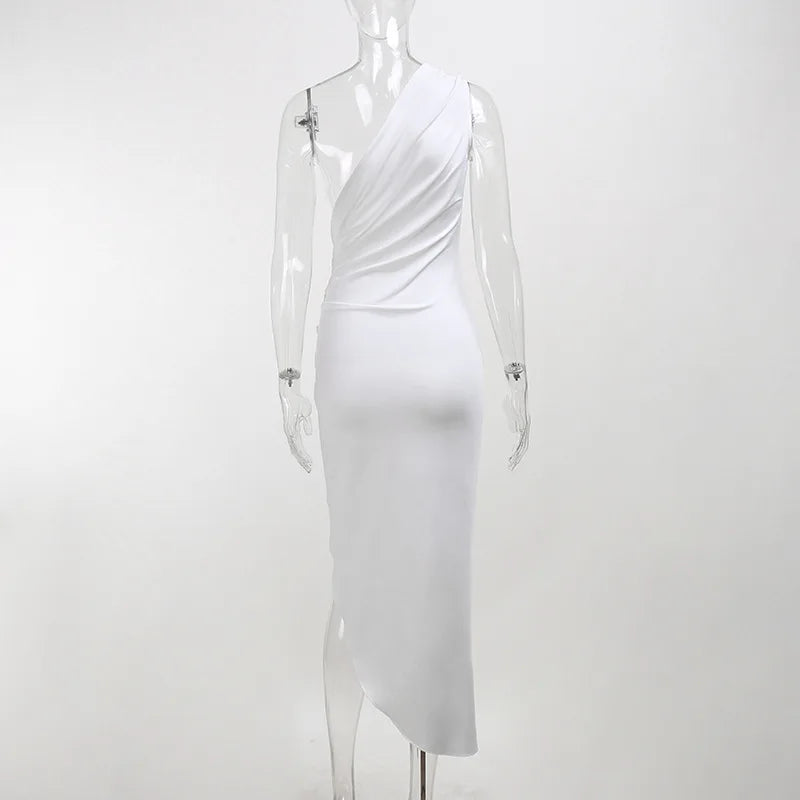 Women's One-Shoulder Asymmetric Beach Dress – Midi Bikini Cover-Up