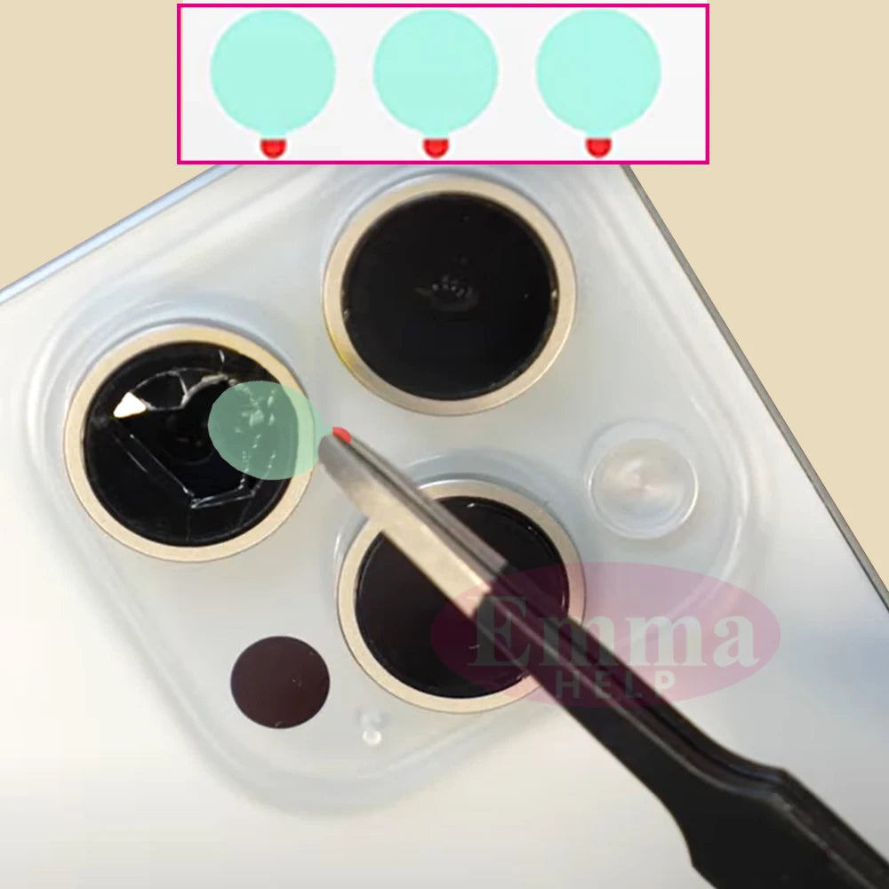 Sapphire Camera Lens Glass for iPhone 15/14/13/12/11 Pro Max Plus Mini - Complete Repair Kit with Adhesive