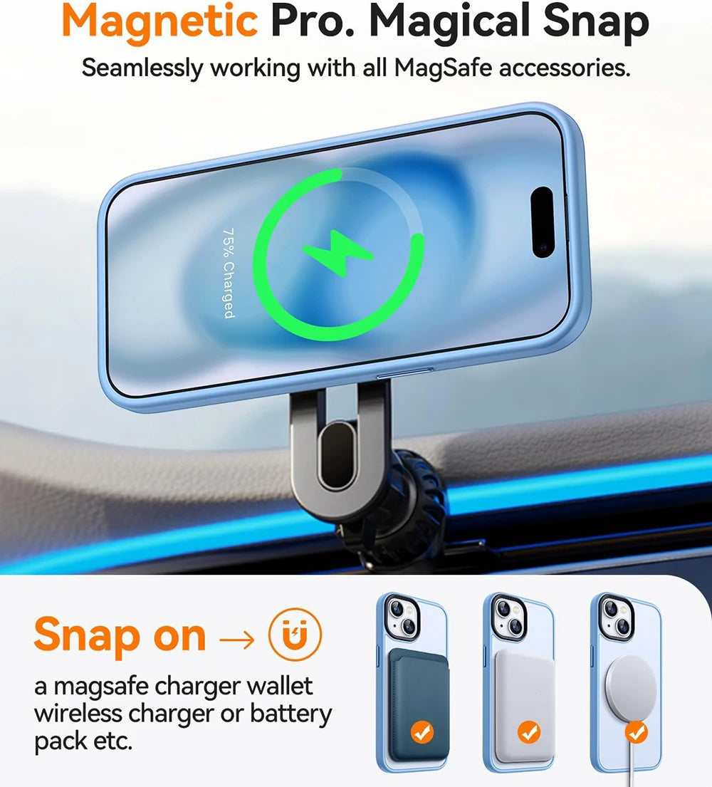 Magnetic Luxury Armor Shockproof Case For iPhone 16 15 14 13 Pro Max Plus For Magsafe Wireless Charge Cover Matte Translucent PC