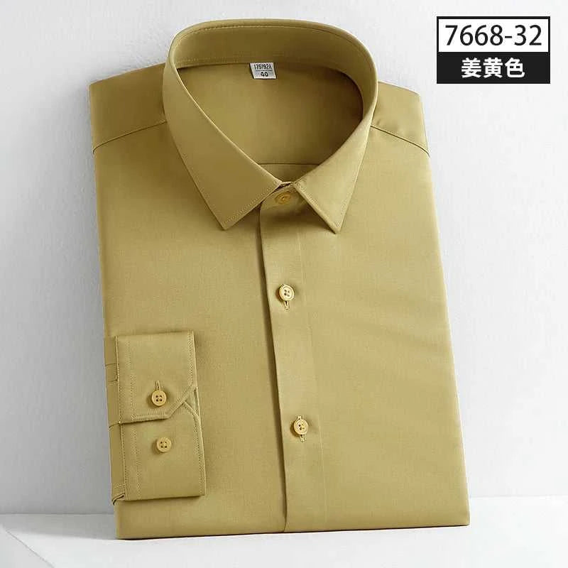 New Spring and Autumn Social Dress Ice Silk Long Sleeve Men's Shirt Business No Iron Casual Fit Pure White High Quality The jack market .AU The jack market .AU Men Fashion $ 41 14:771#21;5:100013888
