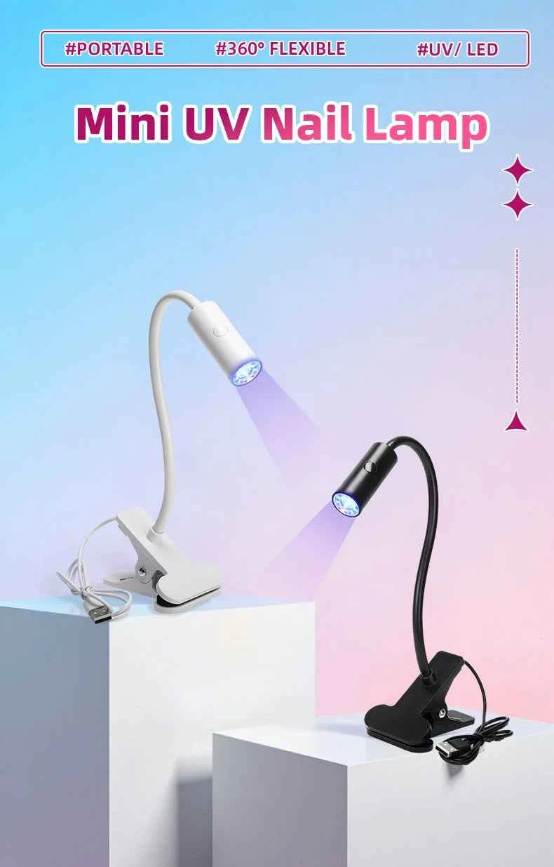 UV LED Light for Nails Polish Drying Lamp 360° Flexible Clip-on Desk Clip Mini USB Portable Nail Dryer Manicure Salon Tools