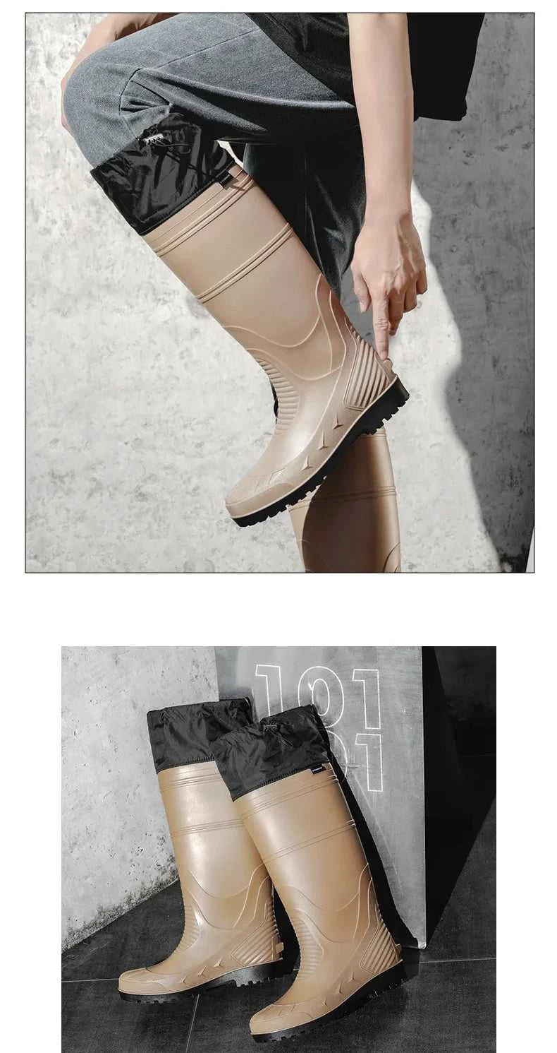 Black High-Top Men's Rain Boots, Adjustable Drawstring Long Boots, Wear-Resistant, Non-Slip, Outdoor Fishing Waterproof Boots, Farm Work Rain Boots, Pvc Water Boots The jack market .AU The jack market .AU Step Up Your Style: Trendy Shoes for Every Occasion! $ 71 14:193;200000124:200000364