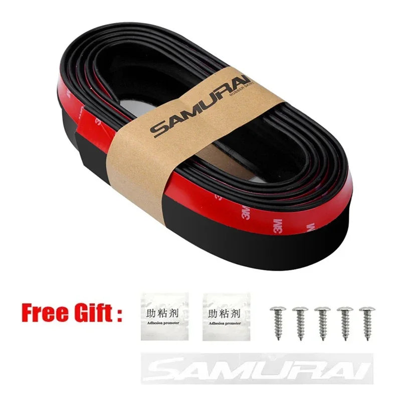 2.5M Car Front Bumper Lip Protector Carbon Fiber Rubber Splitter Chin Spoiler Side Skirt Rubber Anti Scratch Protector Body Kit