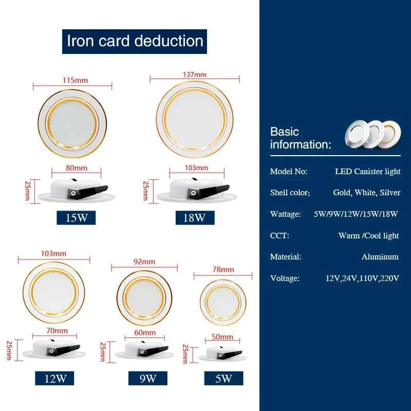 10pcs/lot Led Downlight 5W 9W 12W 15W 18W AC110V 220V Recessed Ceiling Light DC12V 24V Round Panel Down Light Spotlight Lighting The jack market .AU The jack market .AU Home $ 82 136:173#White Spring Buckle;200000531:771#Cold White;249:200002590#AC220V 9W