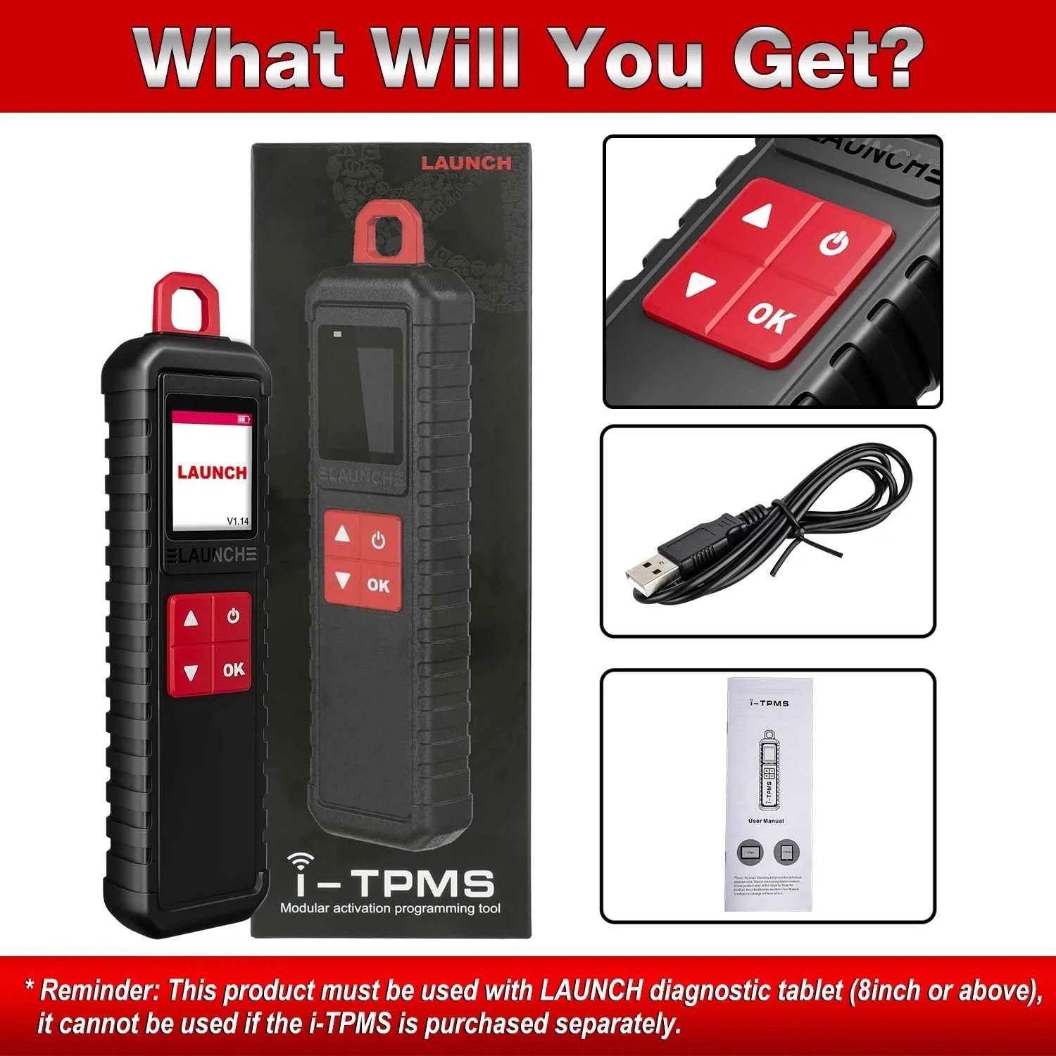 LAUNCH X431 i-TPMS Tire Pressure Diagnostic Tool Activate 315MHz/433MHz TPMS Sensor Programming Learning for X431 V VS TSGUN