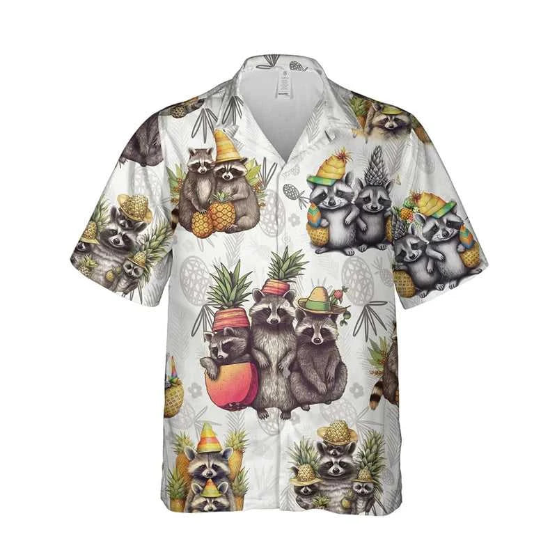 Funny Animal Raccoon 3D Print Beach Shirts For Men Procyon Lotor Lover Short Sleeve Bear Lapel Blouse Hawaiian Boy Button Tops The jack market .AU The jack market .AU Men Fashion $ 30 14:193#CS2024AT1802;5:100014064