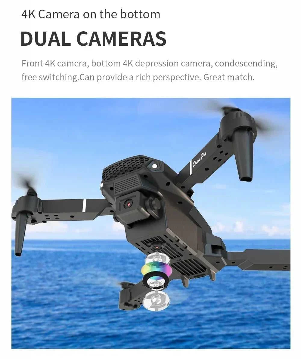 Foldable E88 Mini Drone with 4K HD Camera WiFi FPV Function RC Quadcopter Aircraft Toy Ideal Gift for Both Kids and Adults The jack market .AU The jack market .AU Drones $ 71 14:691#Gray-Dual-4K-Bag