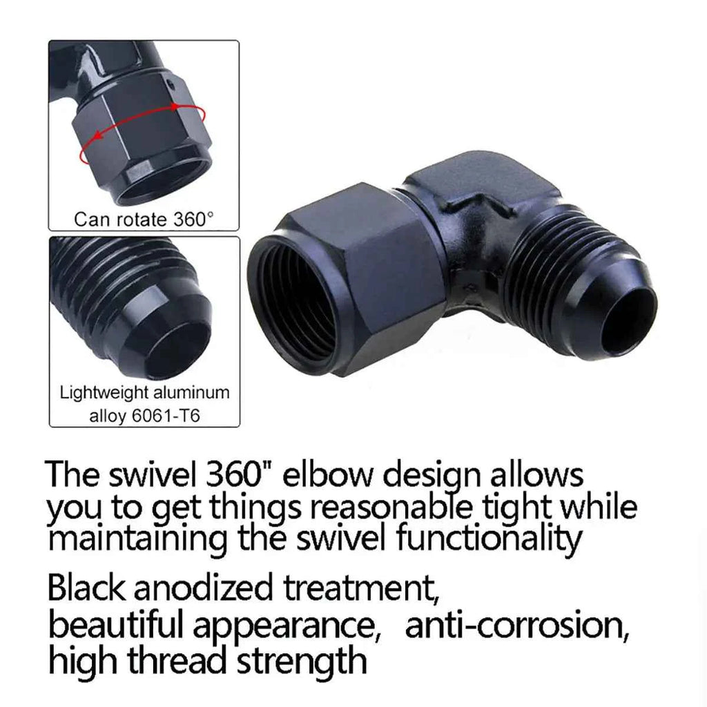 Fuel Oil Transfer Adapters AN4 AN6 AN8 AN10 AN12 Swivel Coupler Union 45 or 90 Degree Male To Female Brass Fitting