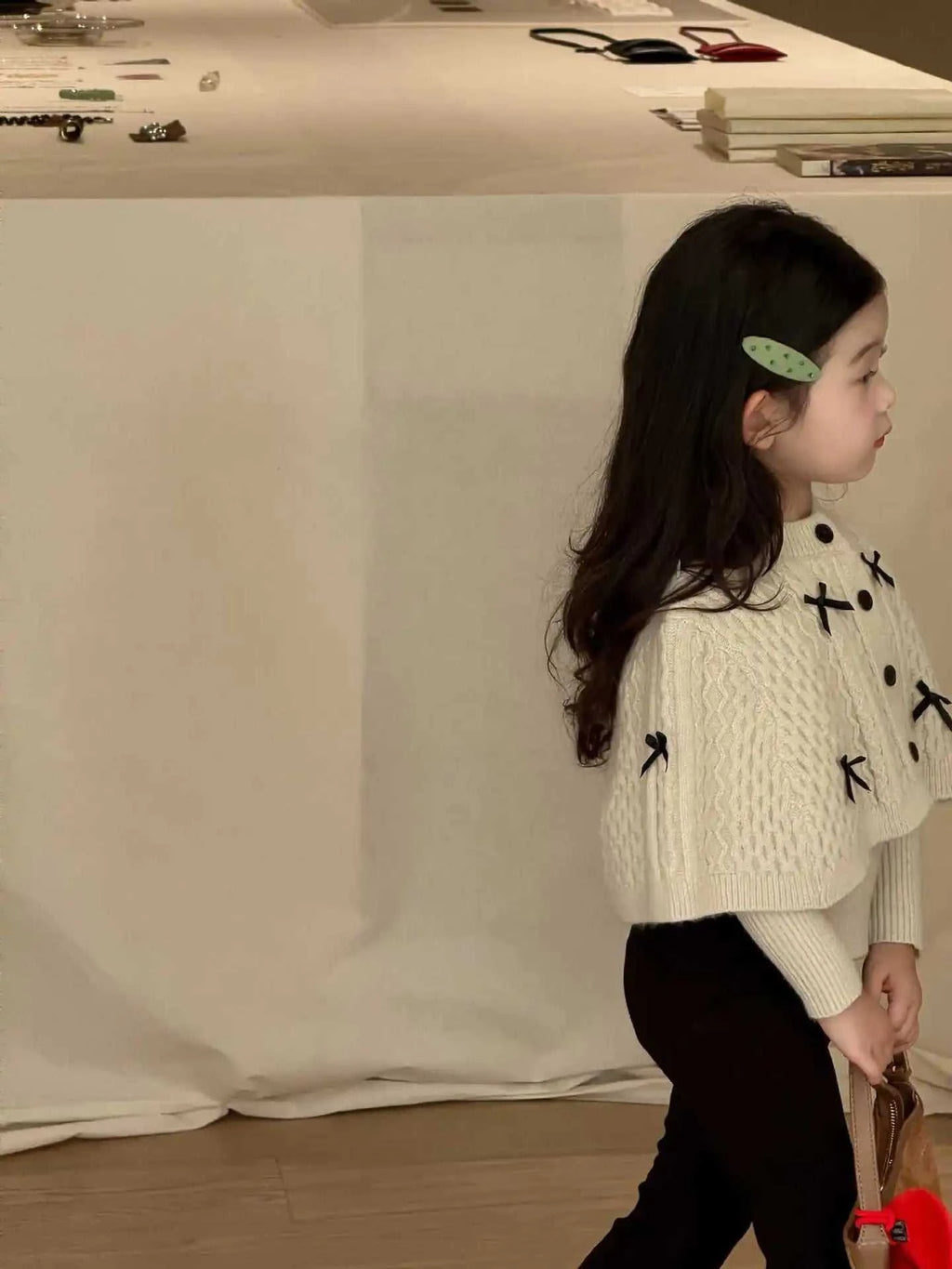 2025 Autumn New Children Clothing Korean Children Clothing Girls Retro Bow Sweater Cape Sweater Two Piece Set The jack market .AU The jack market .AU Mum & Kids: Essential Products for Every Family $ 35 14:193#pant;200000463:200004187#90cm