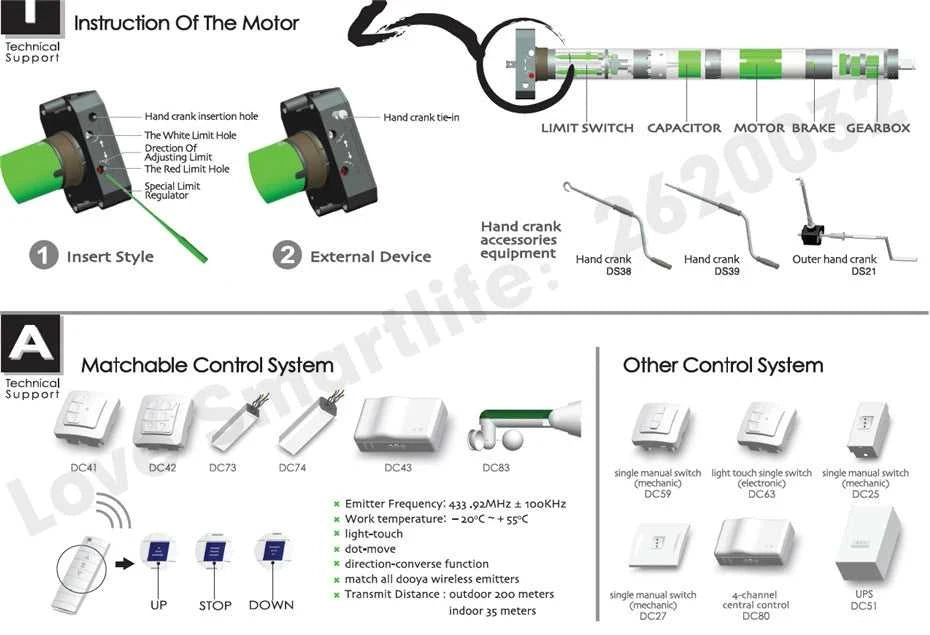 Dooya DM45M 50/12 Manual Tubular Motor for Motorized Rolling Shutter Door/Awning,Manual Control+Rf433 Control,for 80mm Tube The jack market .AU The jack market .AU Home $ 330 14:771#for 80mm Round Tube