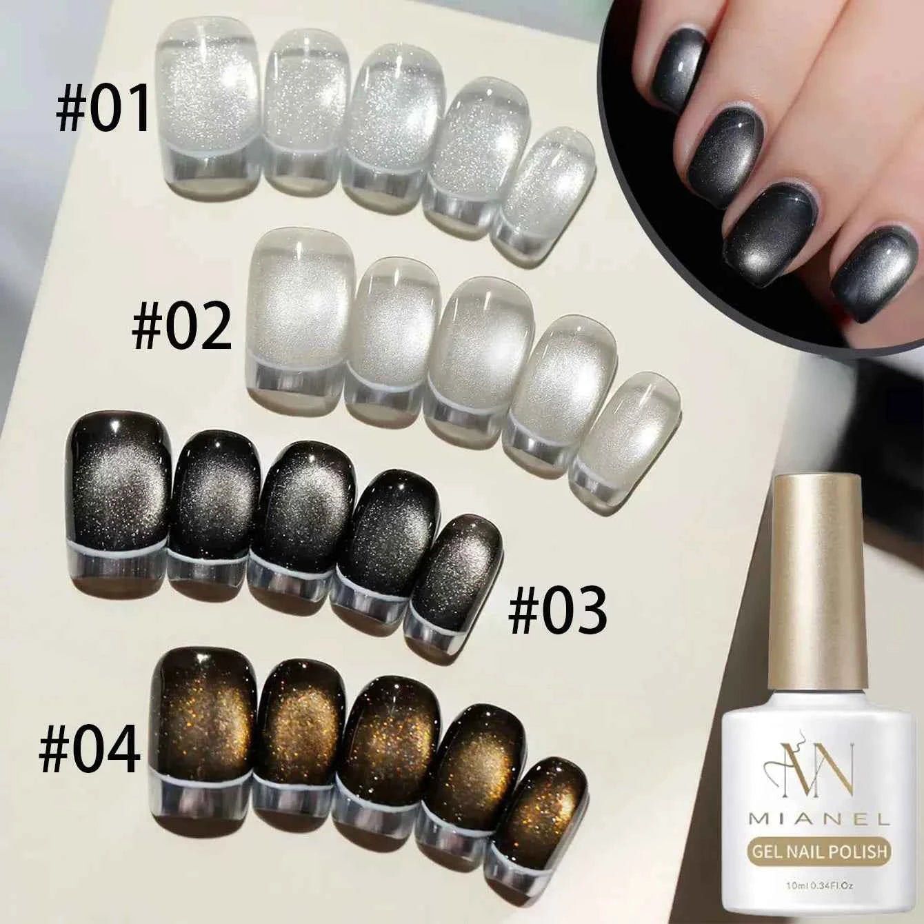 10ML 1-8pcs 2026 New Style Clear Universal White Glass Beads Cat Eye Magnet Gel Nail Polish Suitable For Toe Nails White Nails