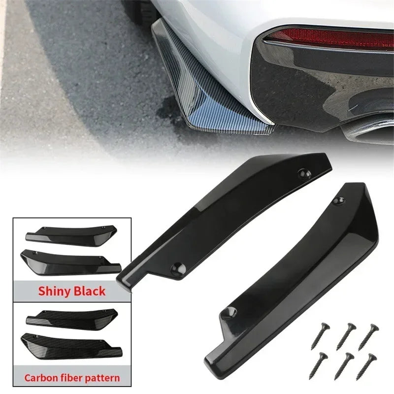 Car Front Rear Anti-collision Corner Protection Universal Carbon Fiber Gloss Black Bumper Strip Rear Spoiler Modification Parts
