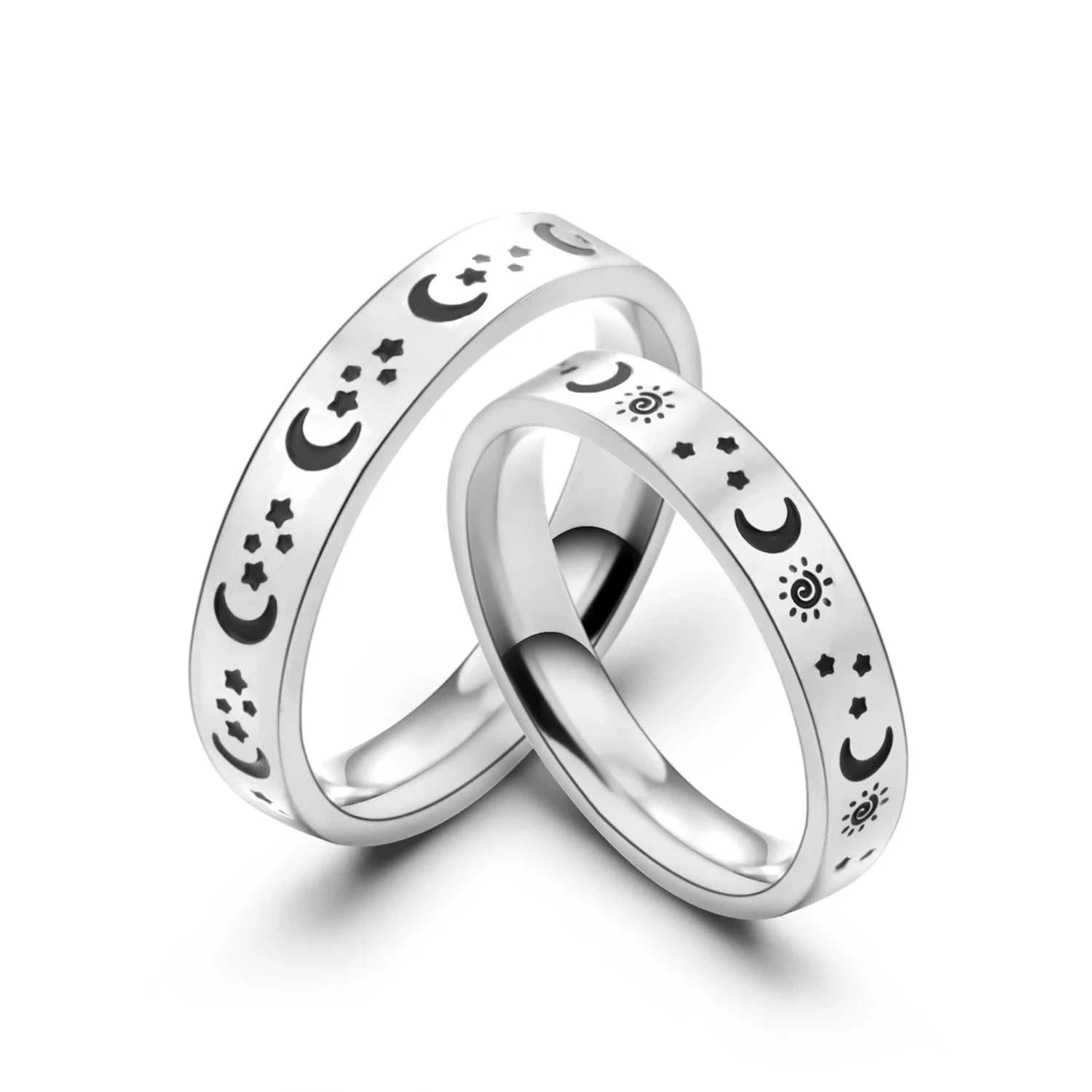 Engraved Star Sun Moon Ring For Men Women Vintage Punk Stainless Steel Couple Rings Fadeless Fashion Wedding Party Jewelry The jack market .AU The jack market .AU Jewellery & Chains $ 51 200000369:699;200000783:193#2 PCs Sun Star