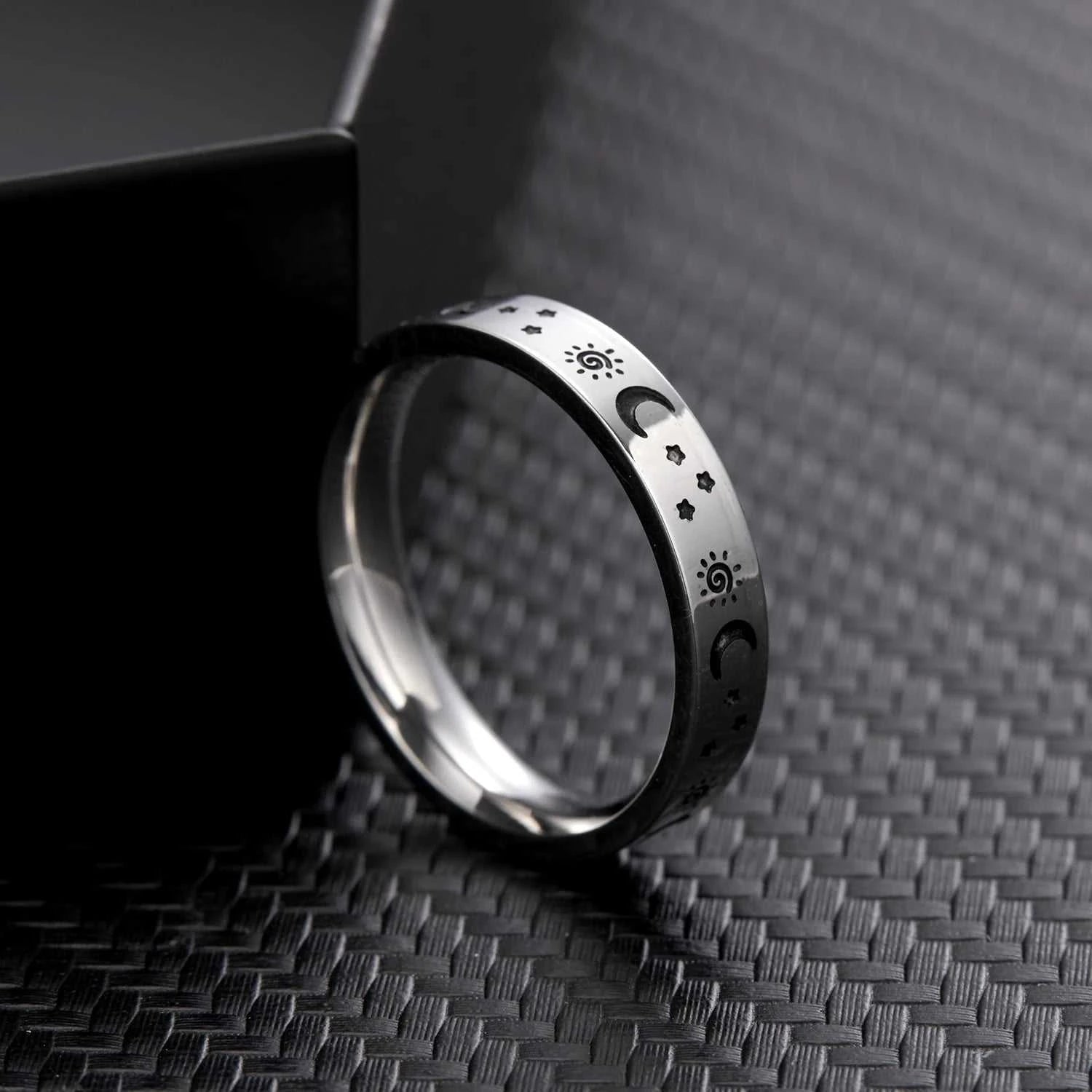 Engraved Star Sun Moon Ring For Men Women Vintage Punk Stainless Steel Couple Rings Fadeless Fashion Wedding Party Jewelry The jack market .AU The jack market .AU Jewellery & Chains $ 51 200000369:699;200000783:193#2 PCs Sun Star