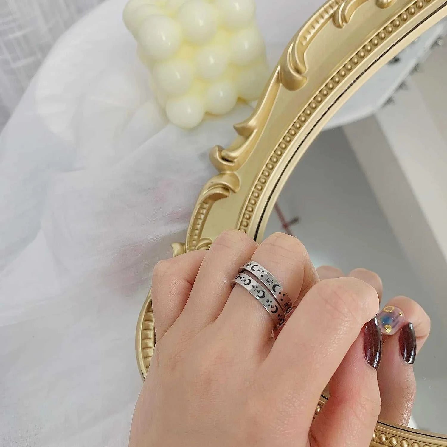 Engraved Star Sun Moon Ring For Men Women Vintage Punk Stainless Steel Couple Rings Fadeless Fashion Wedding Party Jewelry The jack market .AU The jack market .AU Jewellery & Chains $ 51 200000369:699;200000783:193#2 PCs Sun Star